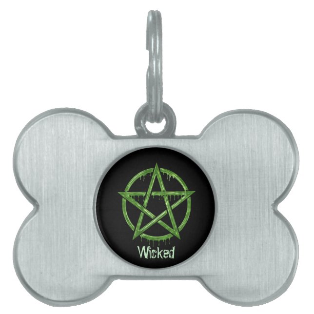 Placa Para Mascotas GREEN Mascota Wiccan personalizado (Frente)