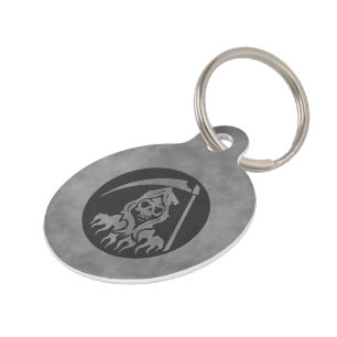Placa Para Mascotas Grim Reaper con Scythe
