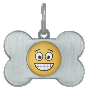 Placa Para Mascotas Grinning Face con los ojos abiertos