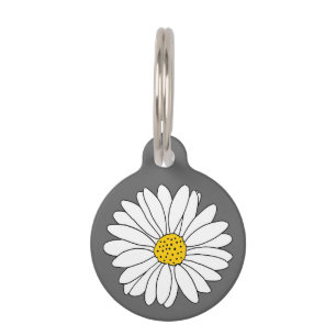 Placa Para Mascotas Gris amarillo y margarita blanca