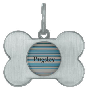 Placa Para Mascotas Gris azul rayado