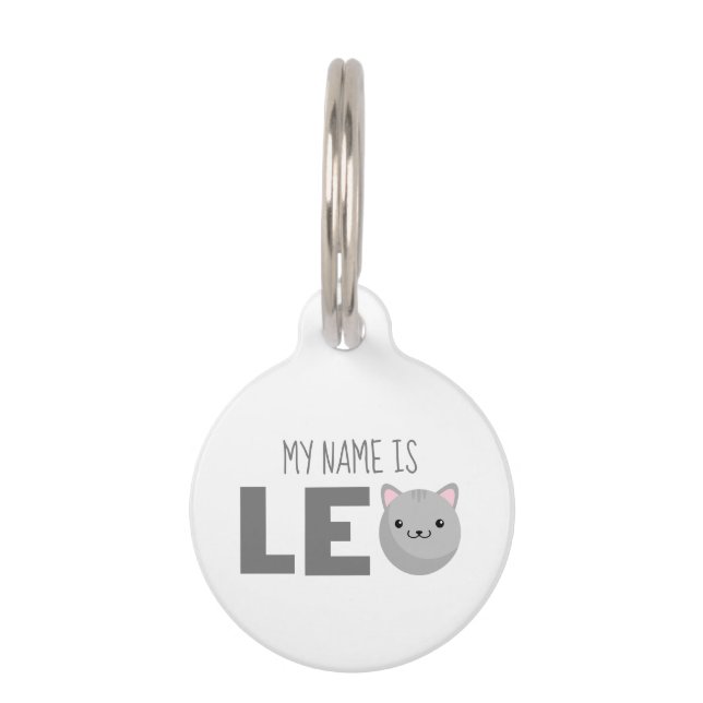 Placa Para Mascotas Gris Leo o Ginger Cat (Anverso)