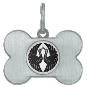 Placa Para Mascotas Grullas blancas enfrentadas