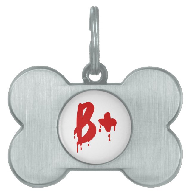 Placa Para Mascotas Grupo sanguíneo B+ Positivo #Horror Hospital (Frente)