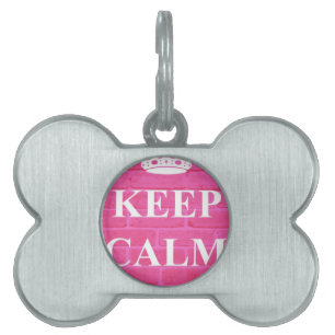 Placa Para Mascotas Guarde la calma y continúe el rosa