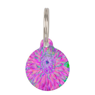 Placa Para Mascotas Guay Blue y Purple Artsy Dahlia Bloom