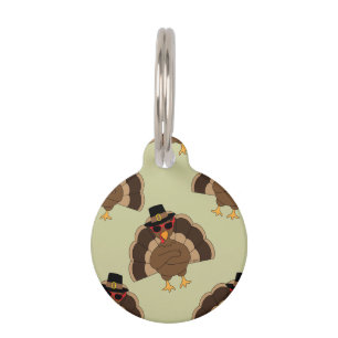 Placa Para Mascotas Guay Turkey Thankding divertido patrón verde marró