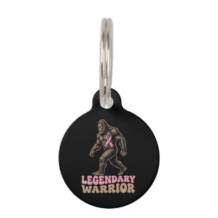 Placa Para Mascotas Guerrero Legendario Bigfoot Lazo Rosa Conciencia 