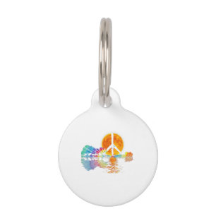 Placa Para Mascotas Guitar Lake Shadow Peace Love Guitar Hippie