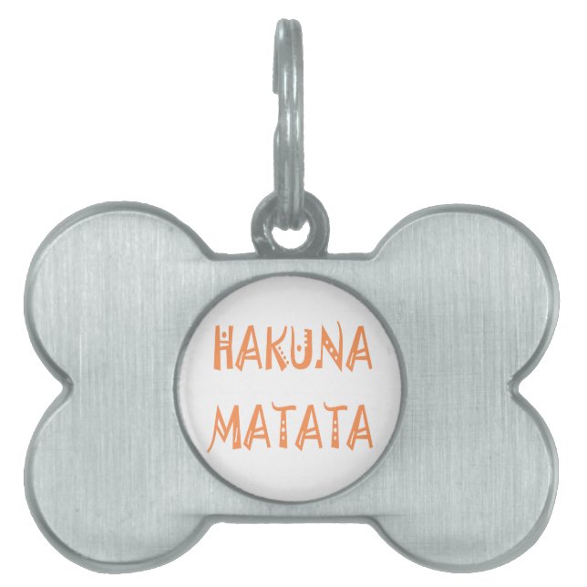Placa Para Mascotas Hakuna Matata - Arte de texto tribal africano (Frente)