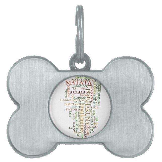Placa Para Mascotas Hakuna Matata Global Word Cloud Art (Frente)