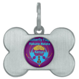 Placa Para Mascotas "Hakuna Matata Kenya" Arte de mariposa Imprimir/Gr