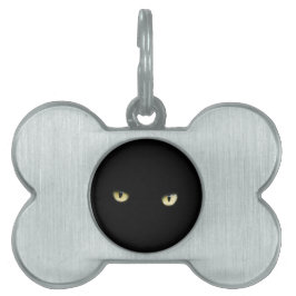 Placa Para Mascotas Halloween Black Cat Eyes Pet Tag
