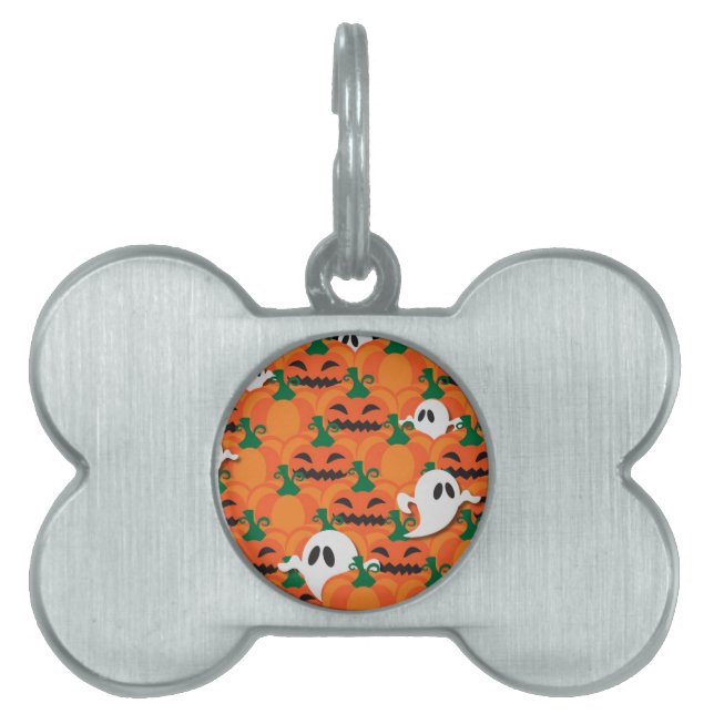 Placa Para Mascotas Halloween Halloween Parche De Fantasmas (Frente)