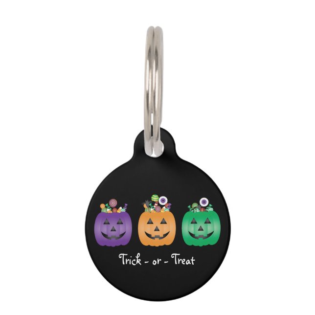 Placa Para Mascotas Halloween Jack O Lantern Candy (Anverso)