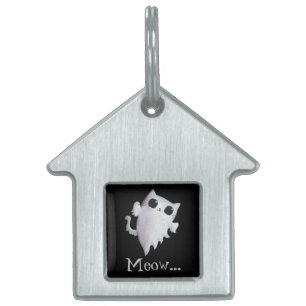 Placa Para Mascotas Halloween lindo gato fantasma