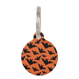 Placa Para Mascotas Halloween negro murciélago naranja fresco patrón d