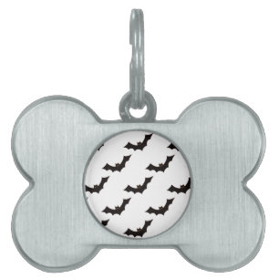Placa Para Mascotas Halloween, Patrón de Murciélagos, Truco o Trato, B