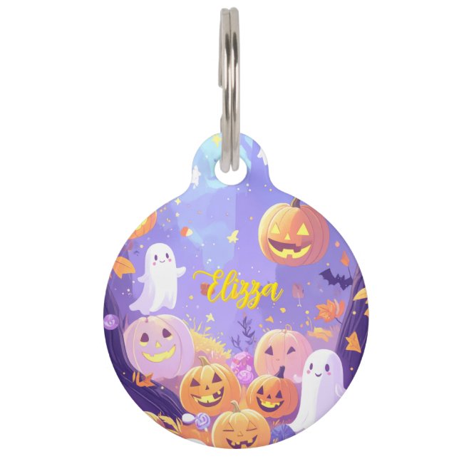 Placa Para Mascotas Halloween personalizable (Anverso)