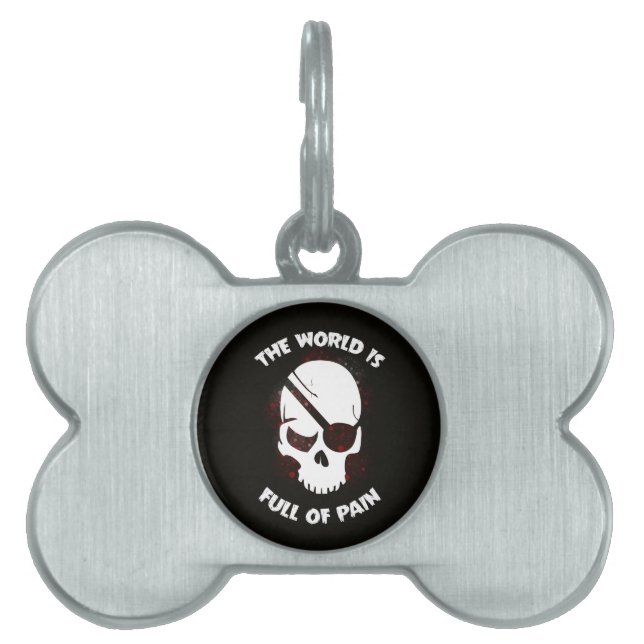 Placa Para Mascotas Halloween Skull Dark Black Scary (Frente)