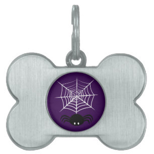 Placa Para Mascotas Halloween Spider Web