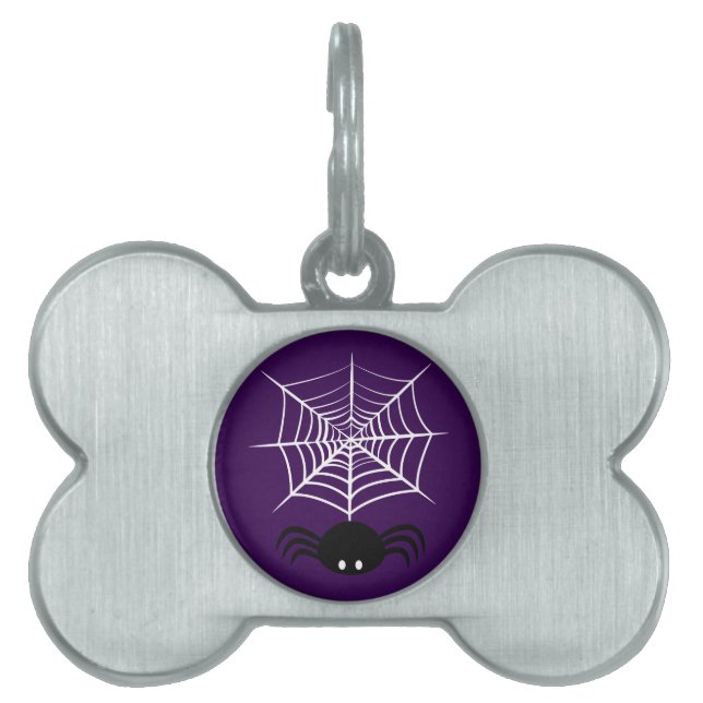 Placa Para Mascotas Halloween Spider Web (Frente)