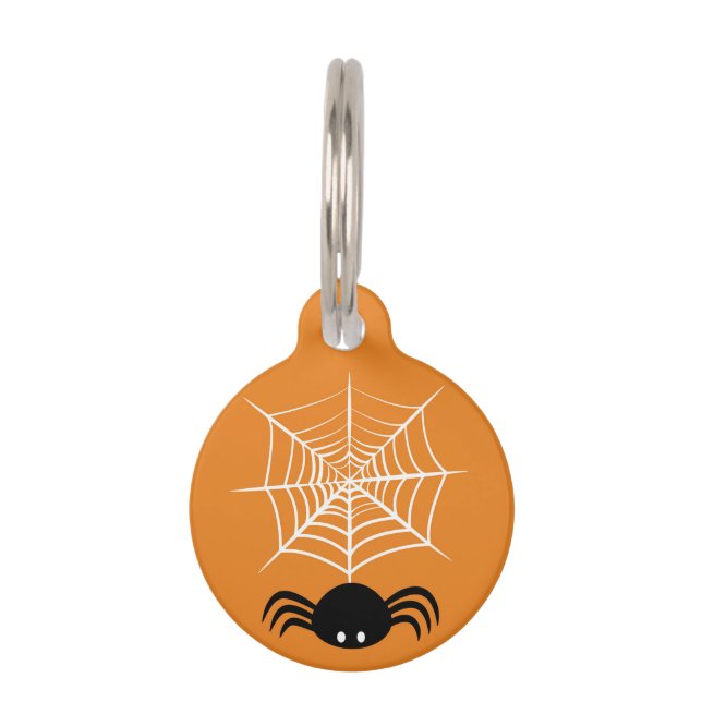 Placa Para Mascotas Halloween Spider Web (Anverso)