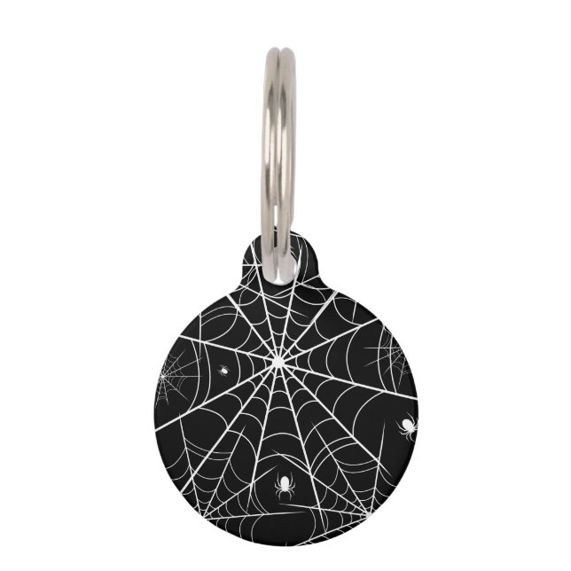 Placa Para Mascotas Halloween Spider Web (Anverso)