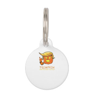 Placa Para Mascotas Halloween Trumpkin Funny - Diseño de Disfraces Clá