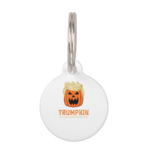 Placa Para Mascotas Halloween Trumpkin Funny - Escándalo paródico espe