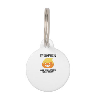 Placa Para Mascotas Halloween Trumpkin V3