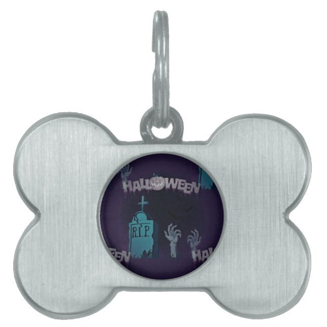 Placa Para Mascotas halloween zombie (Frente)