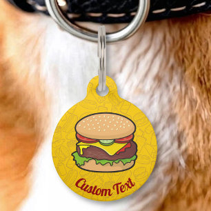 Placa Para Mascotas Hamburguesa con queso