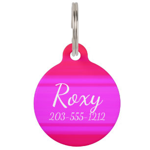Placa Para Mascotas HAMbyWG - Etiqueta de nombre de Mascota - Rosa cal
