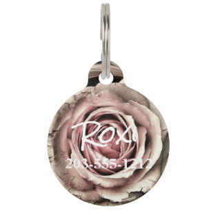 Placa Para Mascotas HAMbyWG - Etiqueta de nombre de Mascota - Rosa de