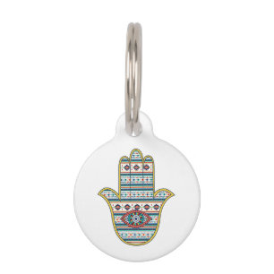 Placa Para Mascotas HAMSA Mano del amuleto del símbolo Fátima, triba
