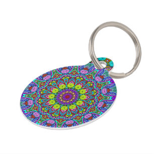 Placa Para Mascotas Hand Painting Mandala Clock Face 4