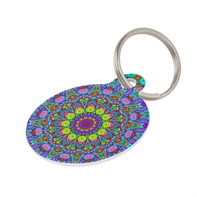 Placa Para Mascotas Hand Painting Mandala Clock Face 4 (Lateral)