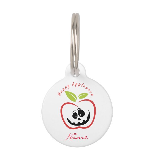 Placa Para Mascotas Happy Appleween Jack O'lantern Thunder_Cove (Anverso)