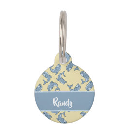 Placa Para Mascotas Happy blue dolpins pattern