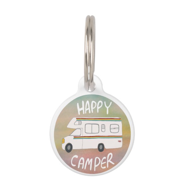 Placa Para Mascotas Happy Camper Rainbow RV Sunset Motorhome RV (Anverso)
