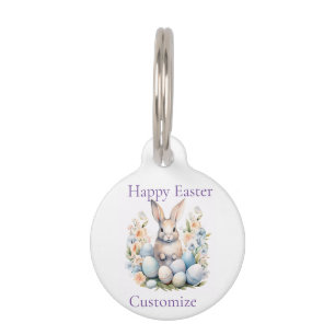 Placa Para Mascotas Happy Easter Bunny Basket Thunder_Cove