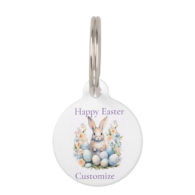 Placa Para Mascotas Happy Easter Bunny Basket Thunder_Cove (Anverso)