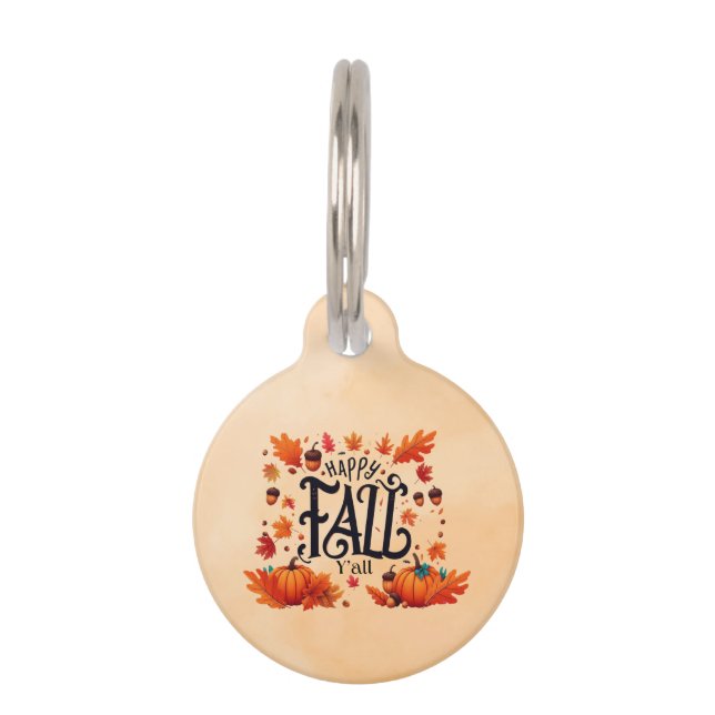 Placa Para Mascotas Happy Fall Y'all (Anverso)