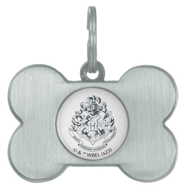 Placa Para Mascotas Harry Potter | Coplas Hogwares - Blanco y negro (Frente)