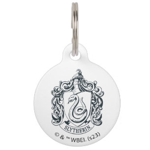 Placa Para Mascotas Harry Potter   Escudo de Slytherin - Blanco y Negr