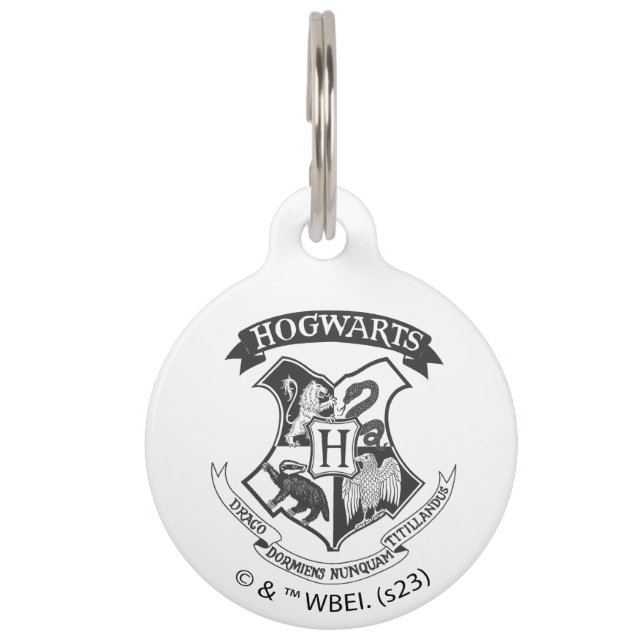 Placa Para Mascotas Harry Potter | Escudo Retro de Hogwarts (Anverso)