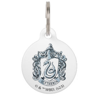 Placa Para Mascotas Harry Potter Escudo Slytherin - Azul helado