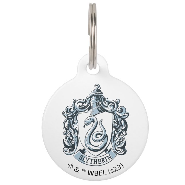 Placa Para Mascotas Harry Potter | Escudo Slytherin - Azul helado (Anverso)