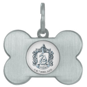 Placa Para Mascotas Harry Potter Escudo Slytherin - Azul helado